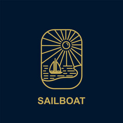 sailboat line art logo vector minimalist illustration design.