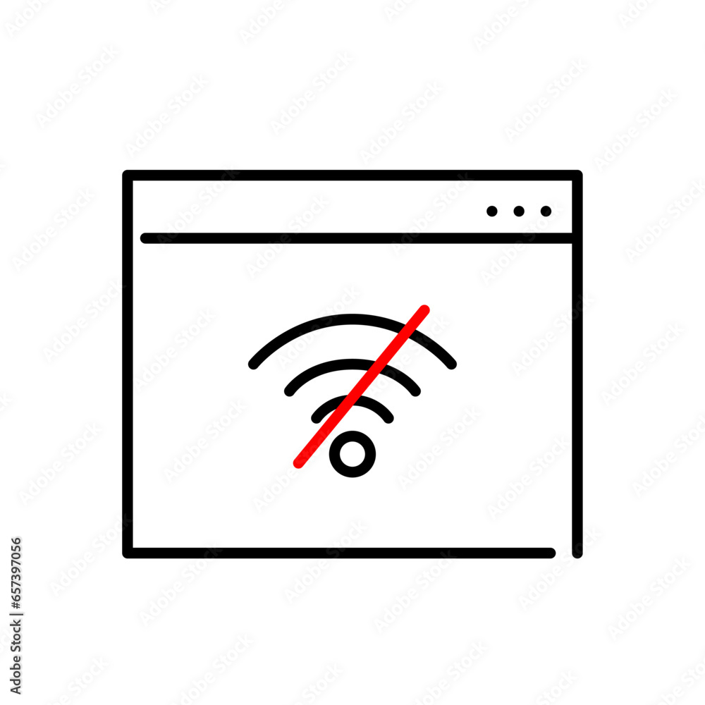 Poster no wifi. no internet connection symbol in web browser. pixel perfect, editable stroke icon