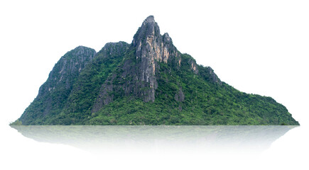 The mountain is a set of isolated islands on a white background with a trail.