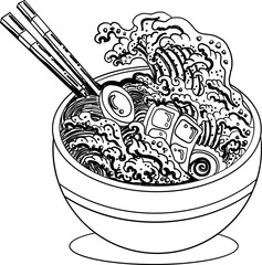 Japanese ramen noodles isolated illustration vector.Beautiful 'ramen japanese food ' Poster Print.