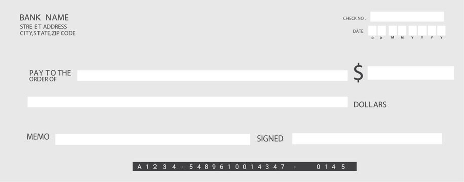 bank check template vector