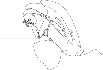 vector angel woman line art
