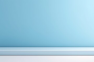 Chic and serene light blue abstract backdrop, purpose-built for product presentation, featuring incident sunlight from the window creating an inviting ambiance on the wall and floor