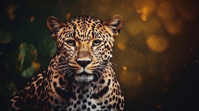 Close-up of awesome leopard with textured background and space for text, background image, AI generated