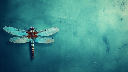 Dragonfly with textured background and space for text, background image, AI generated - obrazy, fototapety, plakaty