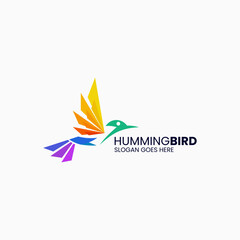 Vector Logo Illustration Humming Bird Gradient Colorful Style