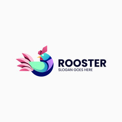 Vector Logo Illustration Rooster Gradient Colorful Style