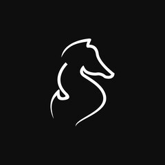 silhouette of a sea horse logo template 