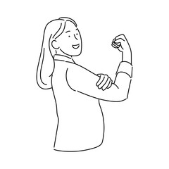 woman or female person show her strength and power vector illustration