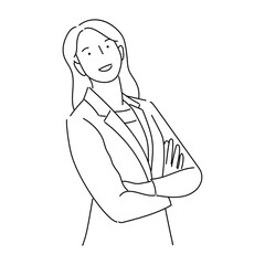 businesswoman or female person standing with arms crossed vector illustration