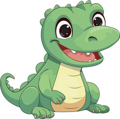 Cute Alligator Cartoon On White Background