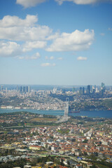 Fototapeta premium Bosphorus bridge and city scape in Istanbul, Turkey