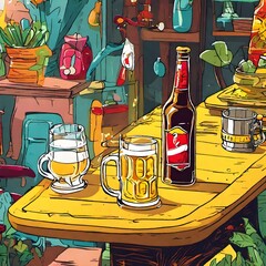 Beer Cartoon Background and Wallpaper Very Cool