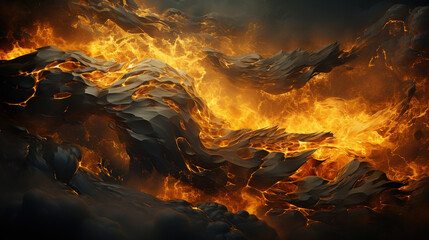 Abstract Hypnotic Illusion of Gold Lava over Gold Colors Background