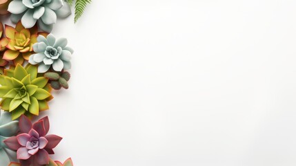 Naklejka na ściany i meble Minimalist Top View Banner with Succulent Plants with lots of copyspace for your text