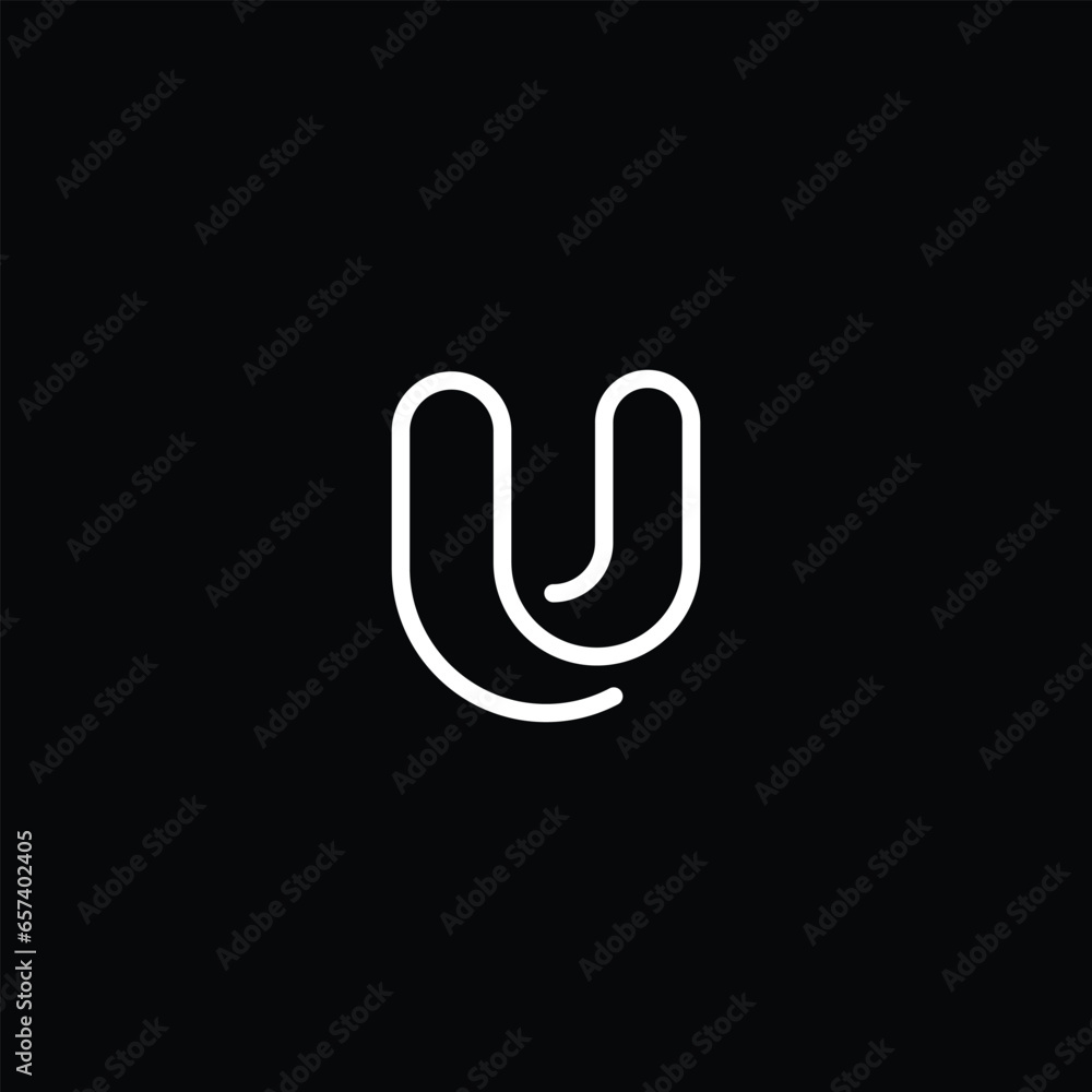Poster letter u logo monogram, smooth parallel thin lines, sleek linear shape, minimal style typography des