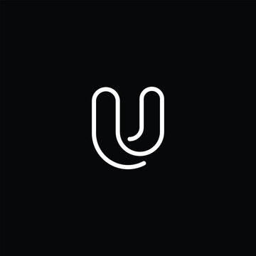 Letter U logo monogram, smooth parallel thin lines, sleek linear shape, minimal style typography design element