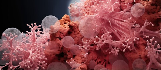 Cystic fibrosis patient with inflamed and mucus filled bronchiole Microscopic view With copyspace for text