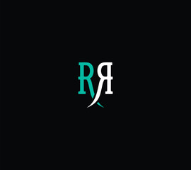 Letter RR logo design with black background.
