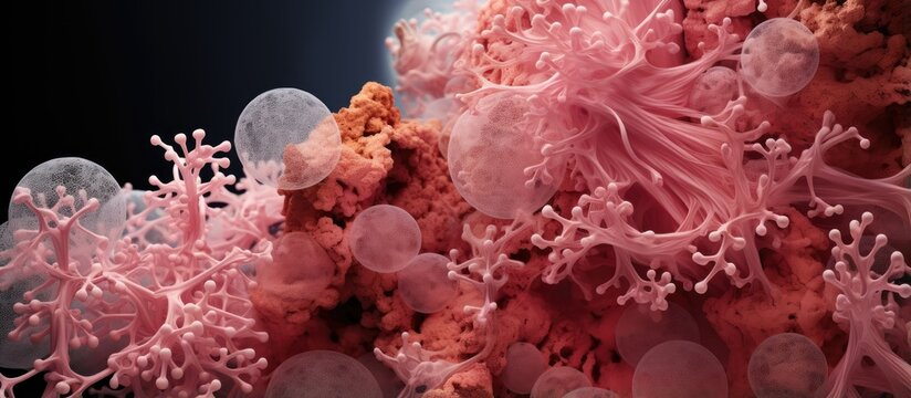 Cystic fibrosis patient with inflamed and mucus filled bronchiole Microscopic view With copyspace for text
