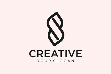 Creative trendy stylish black and white S letter based initial logo icon.