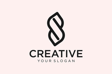 Creative trendy stylish black and white S letter based initial logo icon.