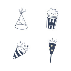 New Year Party Icon. Trendy Design. Isolated Vector Set. 