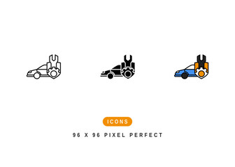 Car Maintenance Icon. Mechanic Repair Diagnostic Symbol Stock Illustration. Vector Line Icons For UI Web Design And Presentation