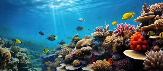 Red Sea coral colony photo Egypt With copyspace for text