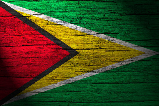 guyana flag painting on wood