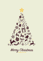 Merry Christmas postcard template vector illustration
