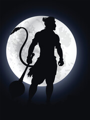 Lord Hanuman Graphic trendy design in full moon,