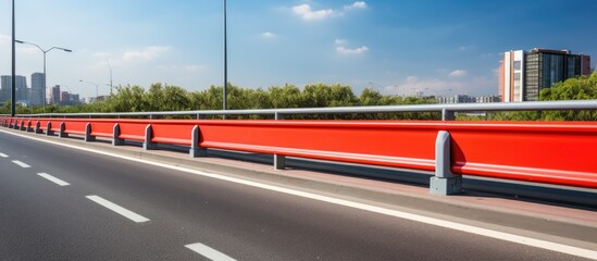 Bridge highway road with traffic barrier Median crash barriers for vehicle protection Industrial...