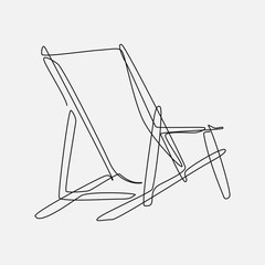 continuous one line hand drawing of beach chair. editable stroke. vector illustration
