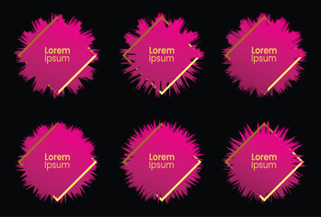 set of frame quadrangle pink brush vector illustration