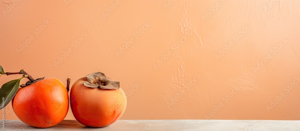 Poster copy space image on isolated background with dried persimmon