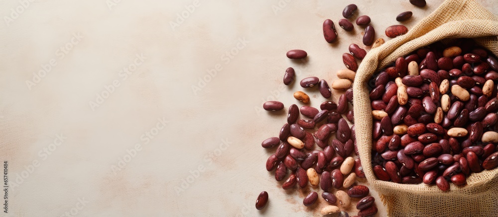 Aufkleber copy space image on isolated background with burlap sack containing adzuki beans