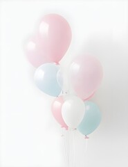 pink balloons isolated on white , Ai generated 