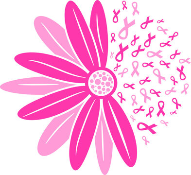 sunflower Support Squad Breast Cancer with ribbon design