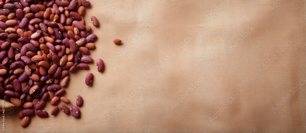 Poster copy space image on isolated background with burlap sack containing adzuki beans