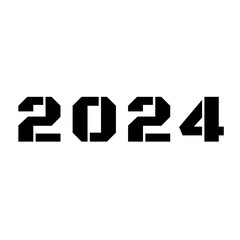 2024 year text black color design 3d graphic of a year symbol made of many spheres