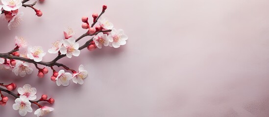 Plum flowers on isolated pastel background Copy space are perfect for Chinese New Year