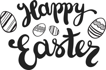 Naklejka premium Digital png illustration of eggs with happy easter text on transparent background