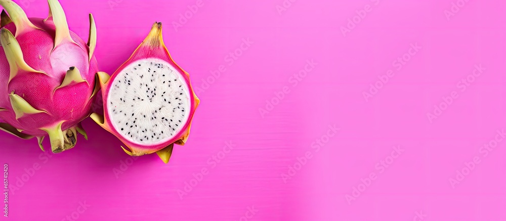Poster copy space image on isolated background with dragon fruit