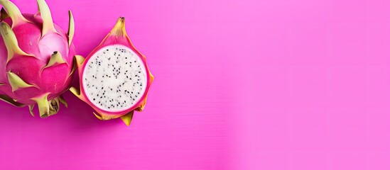 copy space image on isolated background with dragon fruit - obrazy, fototapety, plakaty