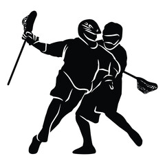 hand drawn silhouette of a lacrosse player. graphic assets in the form of shadows of lacrosse players that can be used for background designs