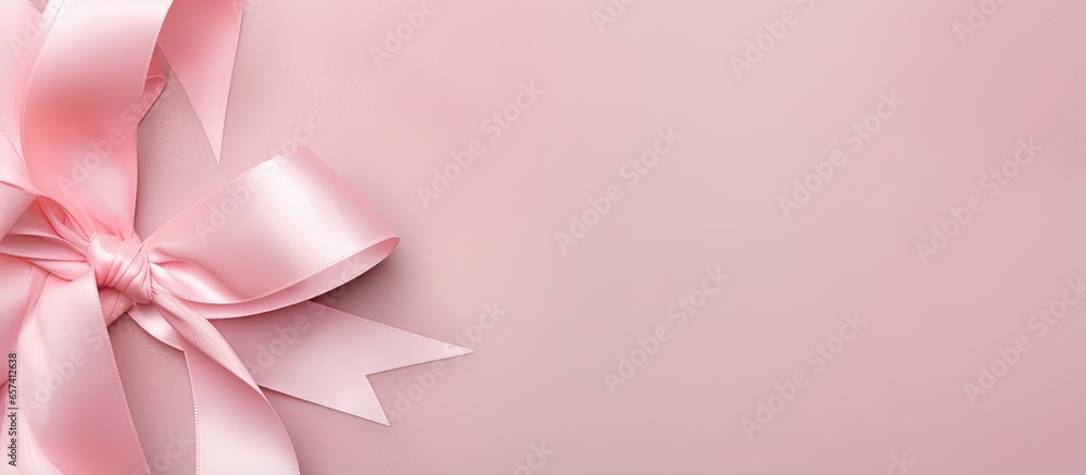 Poster copy space image on isolated background with a single pink ribbon
