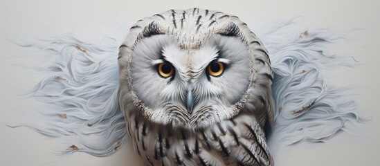 The Ural owl belonging to the Strix genus is a medium sized owl found in Europe and northern Asia with numerous subspecies isolated pastel background Copy space