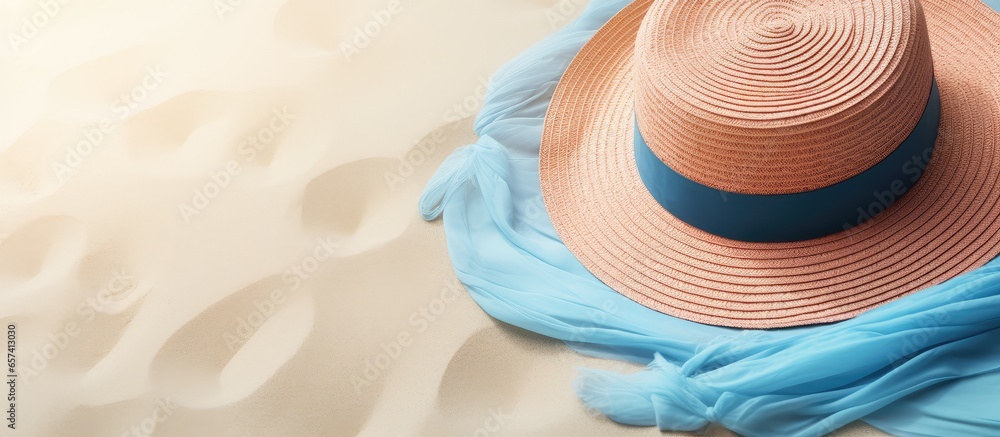 Poster copy space image on isolated background with a hat at the beach
