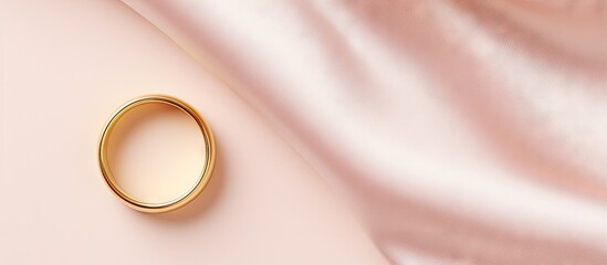 Ring made of gold isolated pastel background Copy space